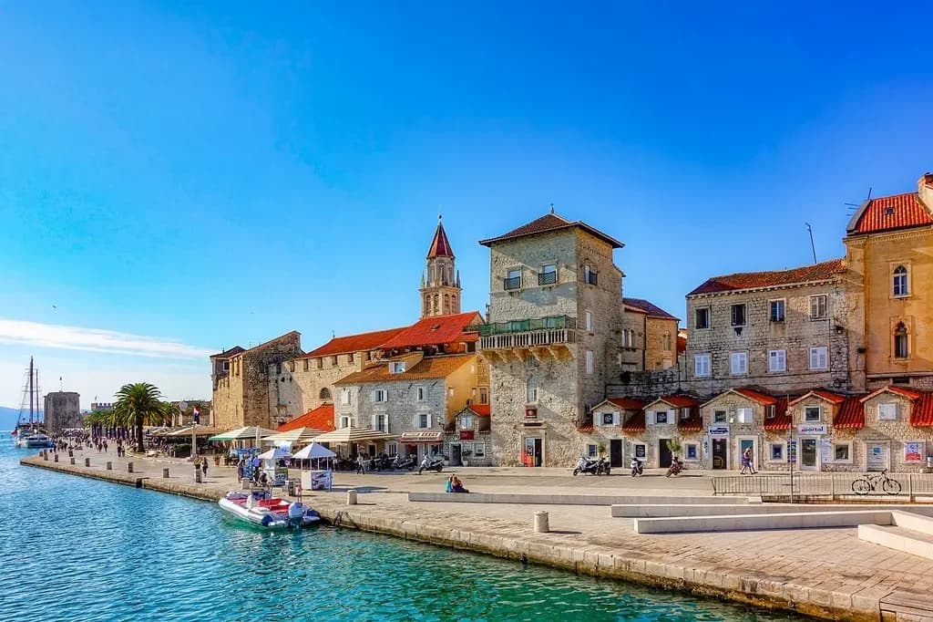 Trogir waterfront on the Dalmatian coast, Croatia